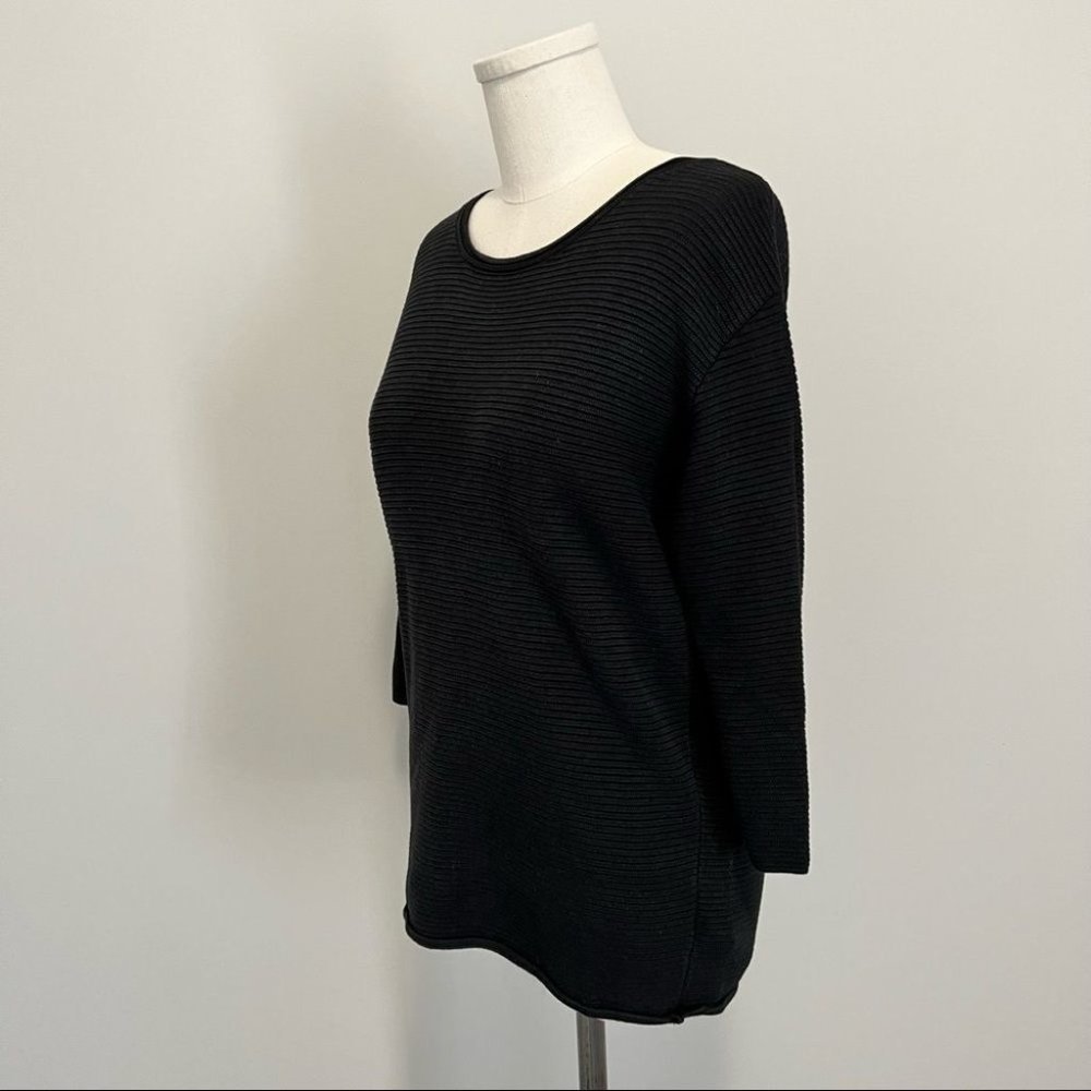 Aritzia Wilfred Black Blanchard Sweater Ribbed Knit Silk Cotton Cashmere Blend - Picture 11 of 15